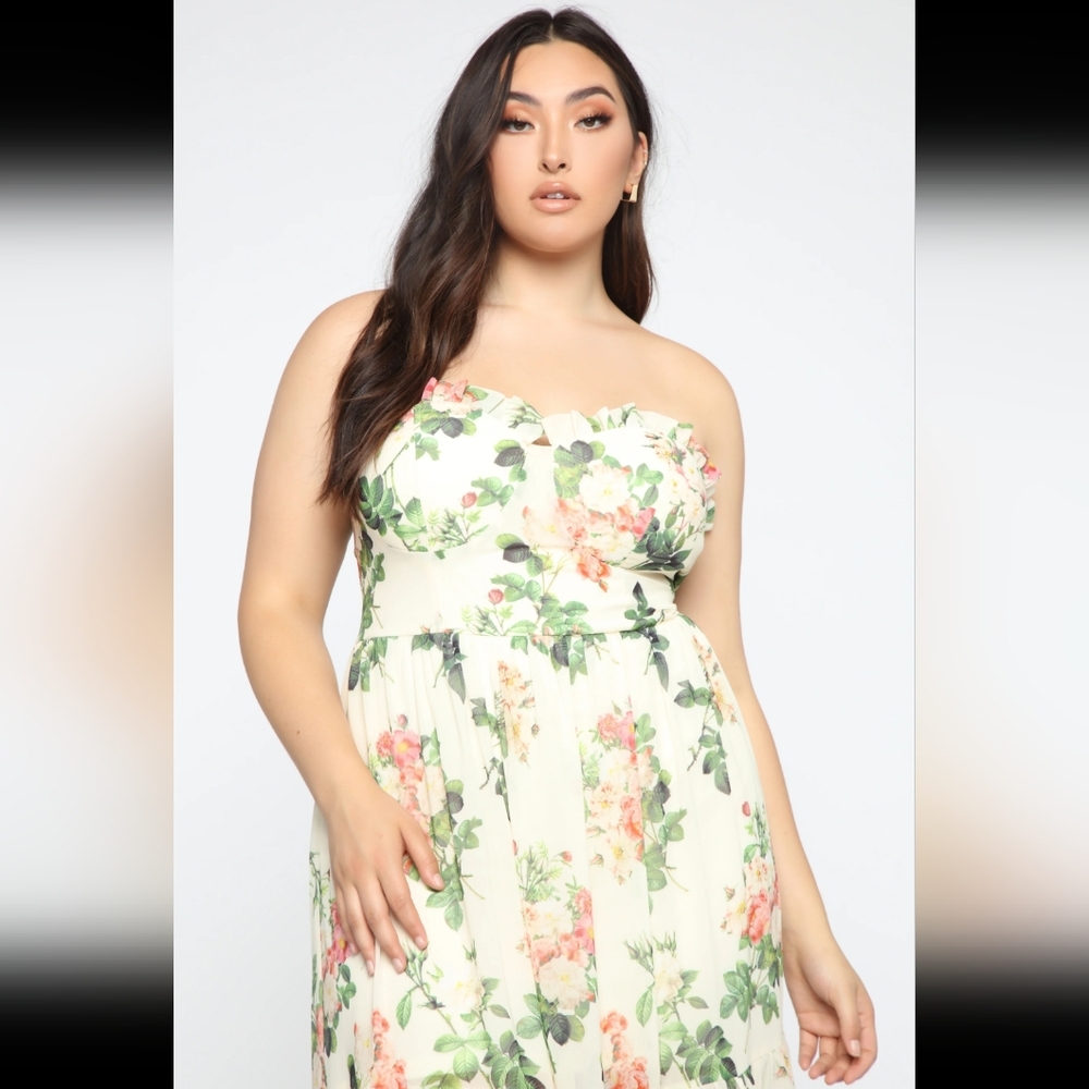 Fashion Nova Walking With You Tube Maxi Dress - Ivory/Combo